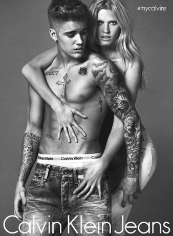 justin bieber i lara stone-calvin klein u toplesu oglas-dobro održavanje kuće uk